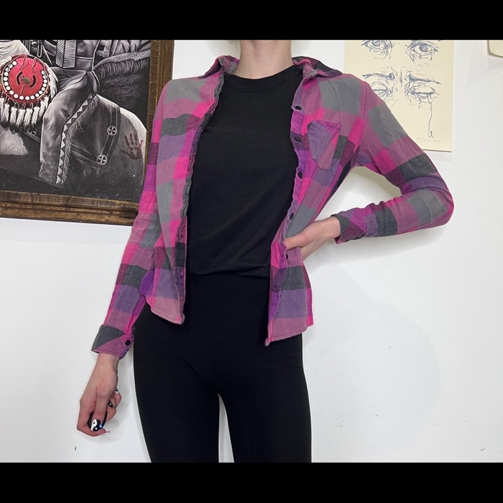 Rue21 Pink flannel / pink and Gray plaid Shirt
